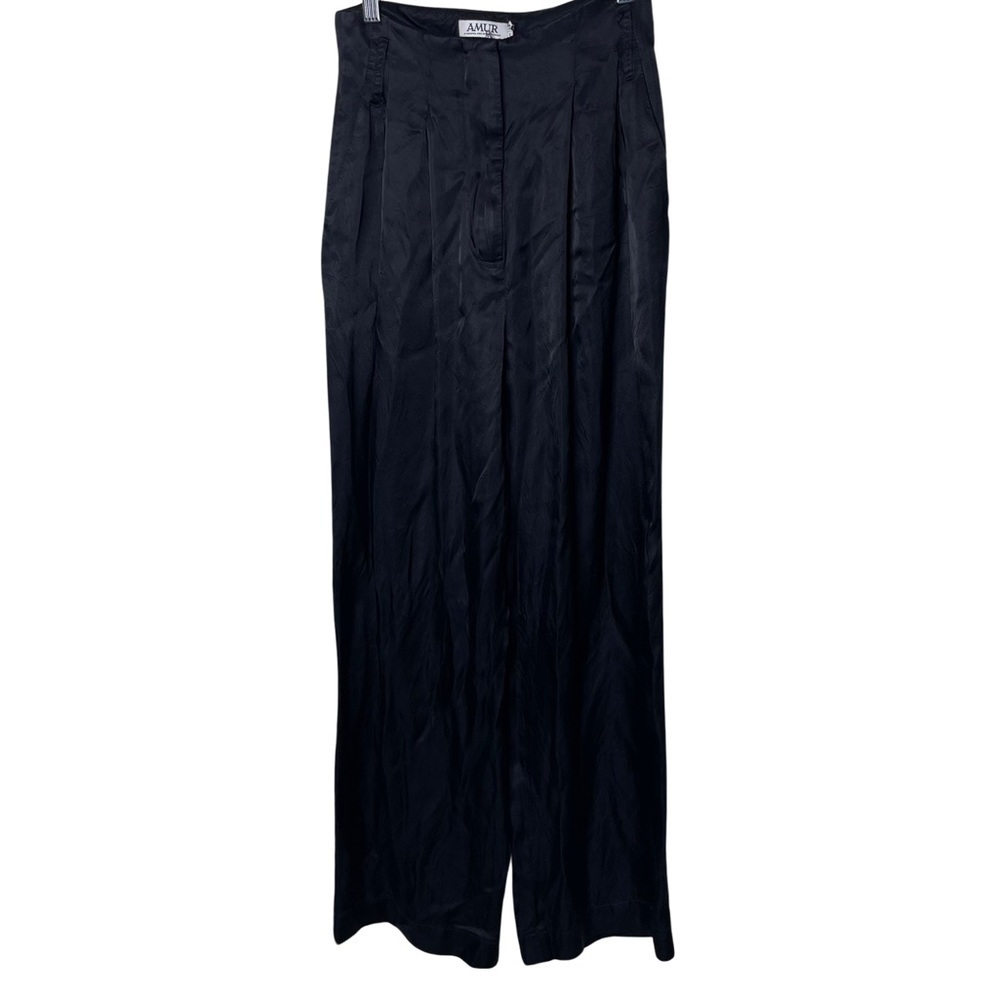 AMUR Blackpleated wide leg high waist pants sz 2